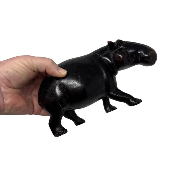 Vintage Ironwood Hippo Figurine 8" Hand Carved Wooden House Hippo Hippopotamus - Picture 6 of 11